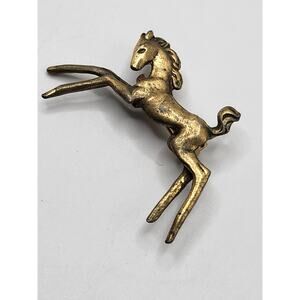 Vintage Gold Tone Rearing Colt Brooch Figural Animal Pin Mid Century